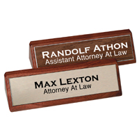 2 X 10 ENGRAVED BRASS/WALNUT BLOCK SIGN