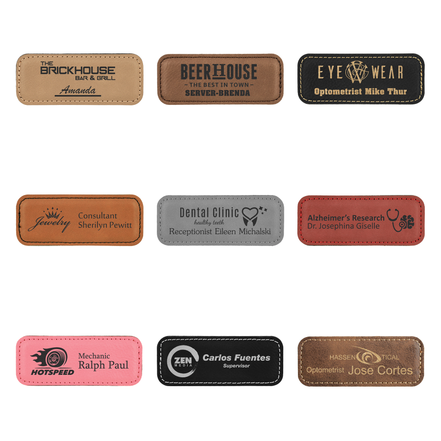 1-1/4&quot; x 3-1/4&quot; Leatherette Name Badge with Magnetic Fastener