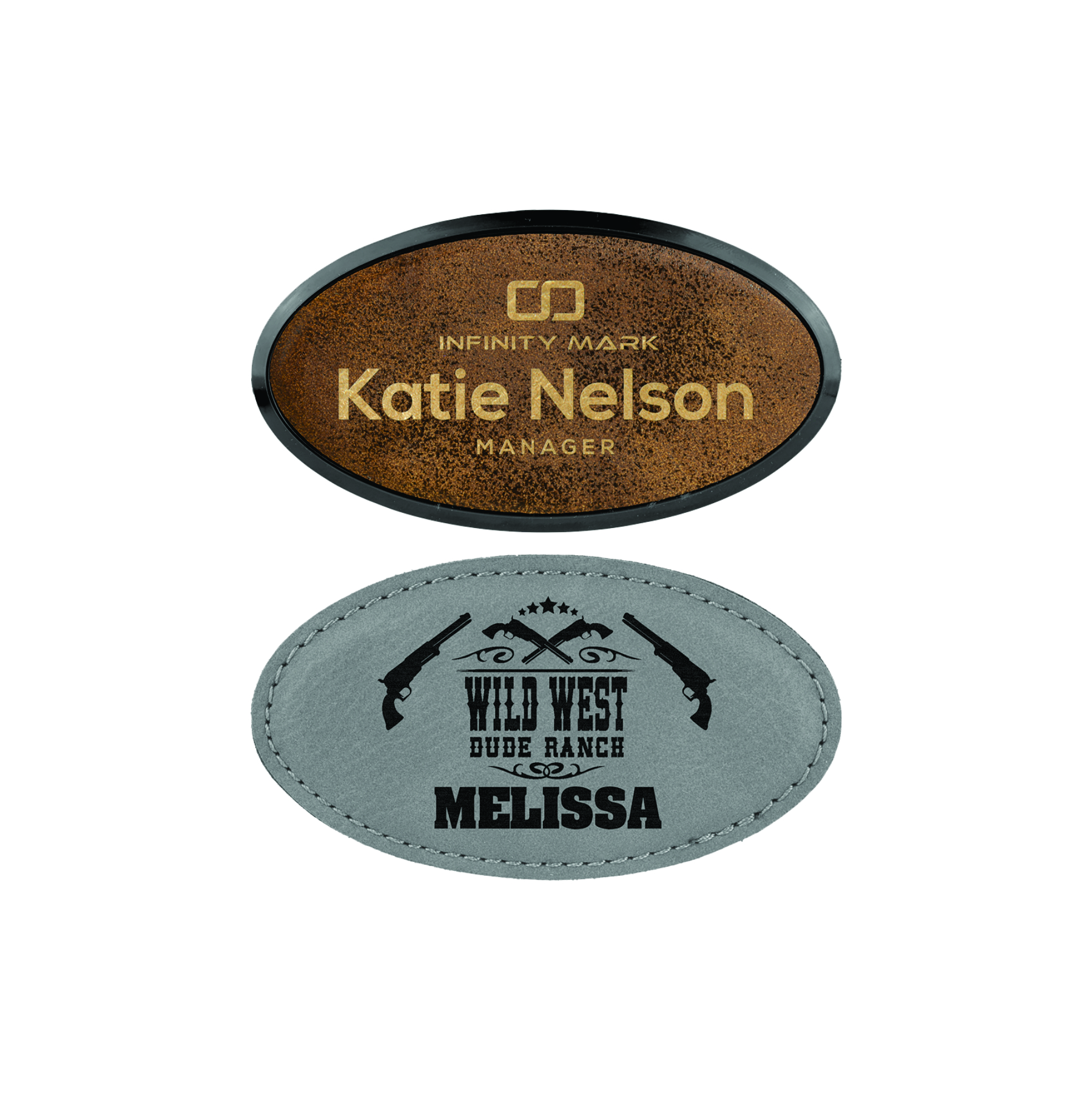 Oval Leatherette Name Badges