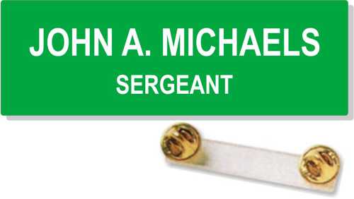 PLASTIC ENGRAVED NAME BADGES WITH MILITARY CLUTCH FASTENER