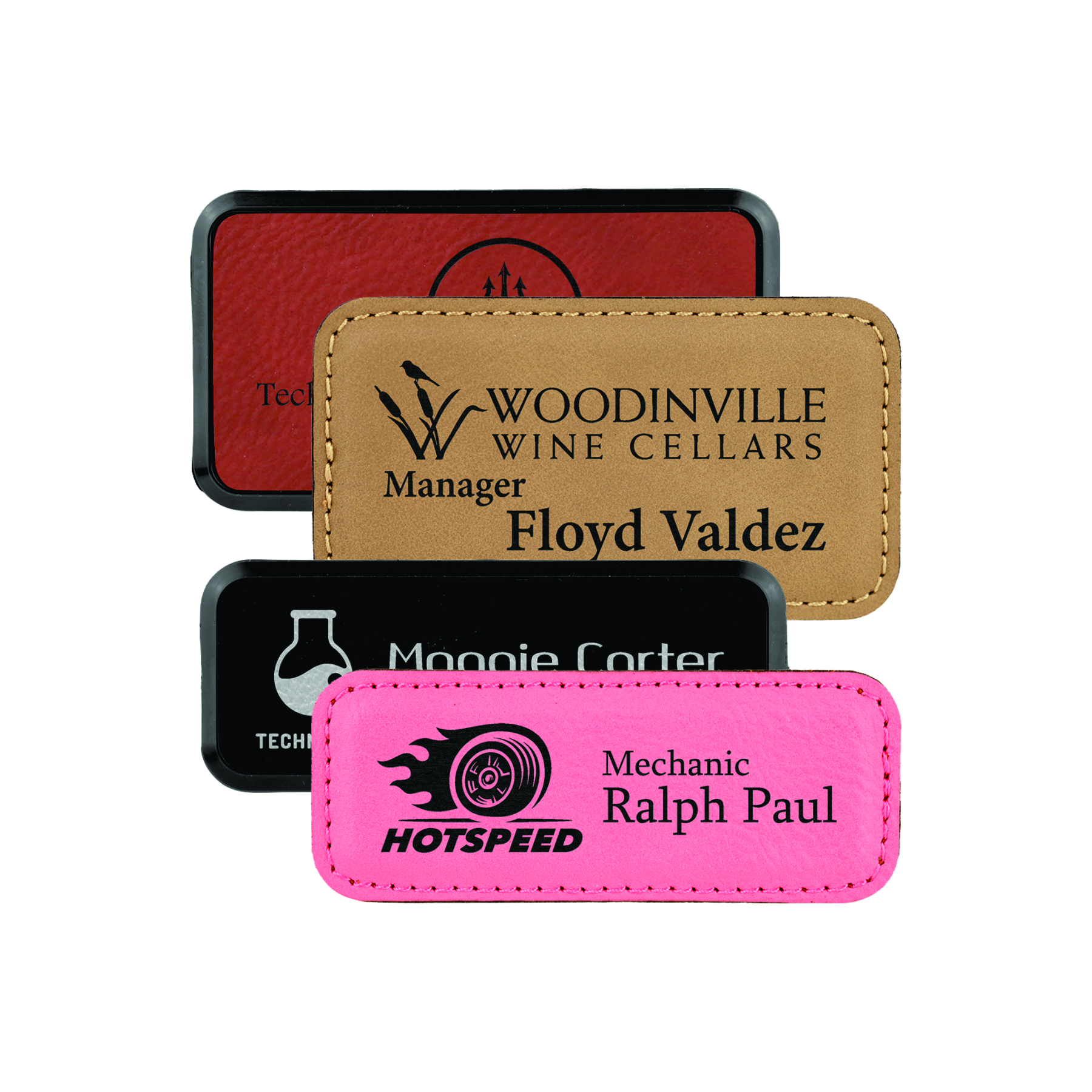 Rectangular Leatherette Name Badges